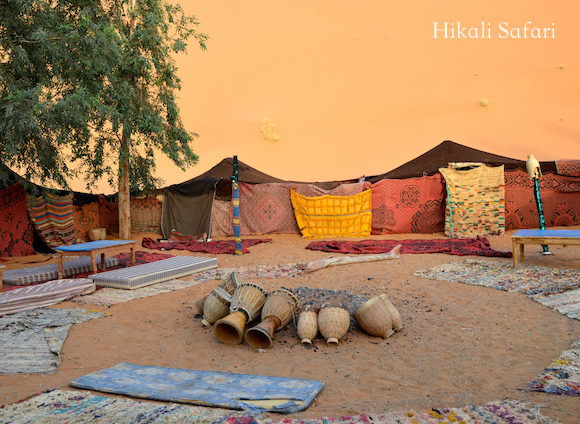 モロッコ、サハラ砂漠のキャンプサイト