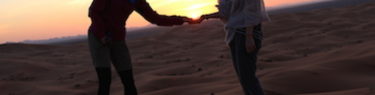モロッコ、サハラ砂漠の日没